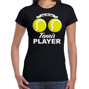I am the best tennisplayer boobs t-shirt zwart voor dames - Fun shirt S