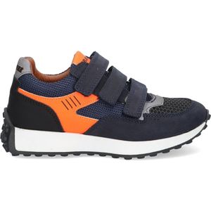 Braqeez 423981-429 Jongens Lage Sneakers - Blauw/Oranje - Nubuck - Klittenband