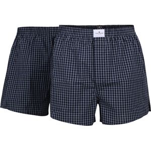 TOM TAILOR heren boxershorts geweven wijd model met gulp (2-pack) - lichtblauw geruit