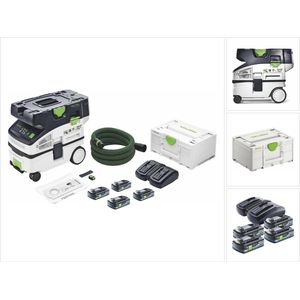 Festool CTLC MINI I-Basic accu mobiele stofafzuiger 36 V ( 2x 18 V ) stofklasse L + 4x accu 4.0 Ah + lader + systainer