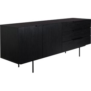 Zuiver - Travis - Dressoir - Zwart - Eikenhout - 3 Lades en 2 Deurtjes