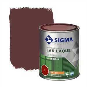 Sigma Houtlak Exterieur Zijdeglans - Glansbehoud - Droog na 1,5 uur - RAL 3005 - Rood - 0.75L