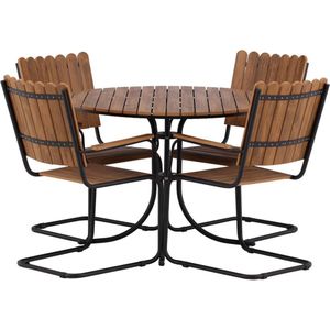 Holmsund tuinmeubelset tafel Ø100cm naturel, 4 stoelen naturel.