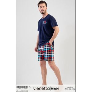 Vienetta | herenpyjama | korte mouwen | korte shorts | 100 % katoen | korting | sale | XL