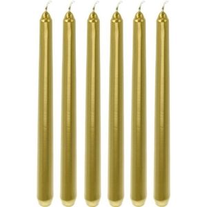 6x Gouden dinerkaarsen/lange kaarsen 25 cm - Gouden tafelkaarsen