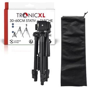 TronicXL TripodX1 30-60 cm camera statief webcam met waterpas  inclusief tas DSLR cameradapter panoramakop tafelstatief