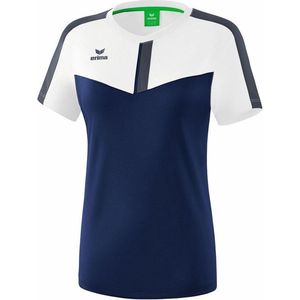 Erima Squad T-Shirt Dames Wit- New Navy-Slate Grijs Maat 34