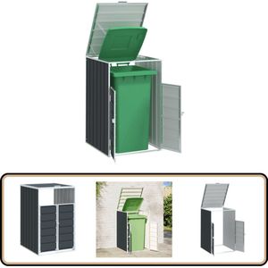 vidaXL Containerberging - 72x81x115 cm - Staal - Antraciet Afvalcontainer Berging - Vuilnisbakkast - Tuinkast - Stevige Kast - Roestvrijstalen Kast
