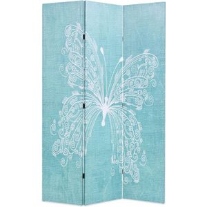 vidaXL - Kamerscherm - inklapbaar - vlinder - 120x170 - cm - blauw