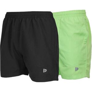 2-Pack Donnay Sport/Zwemshort Toon - Sportbroek - Heren - Black/Lemon-green (610) - maat S