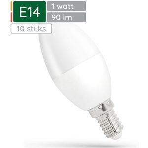 Spectrum LED Kaarslamp E14 1W - 230V - 90 Lumen - 6000K Koud wit - Helder daglicht - Energiezuinig - 10 stuks