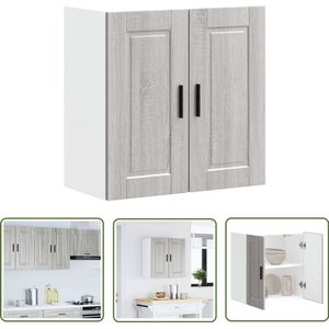 The Living Store Keukenwandkast Porto bewerkt hout grijs sonoma eiken - Keukenkast - Wandkast - Opslagoplossing - Keukenuitrusting - Houten Kast