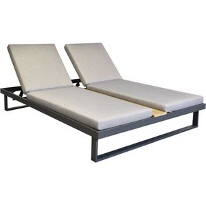 Ligbed Bali duo lounge | met kussens | Antraciet | Aluminium & Acaciahout