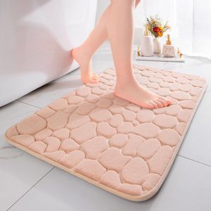 Badmat, traagschuim, douchemat, absorberend, badmat, douchemat, decoratieve voetmat, antislip mat voor badkamer en woonkamer, 40 x 60 cm, beige