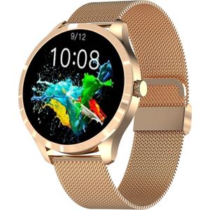 Belesy® Q9 Pro 2022 - Smartwatch Dames - Smartwatch Heren - Android - IOS - Horloge - 1.28 inch - Kleurenscherm - Stappenteller - Bloeddruk - Hartslag - 75+ Wijzerplaten - Sporten - Staal - Goud