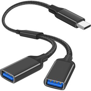 Mannelijke USB C naar dubbele vrouwelijke USB-adapter - Splitter voor Galaxy S8 S9, Google Pixel - OTG Y-kabel .