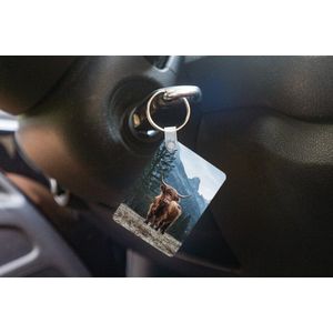Sleutelhanger - Schotse hooglander - Berg - Landschap - Bomen - Koe - Natuur - Uitdeelcadeautjes - Plastic
