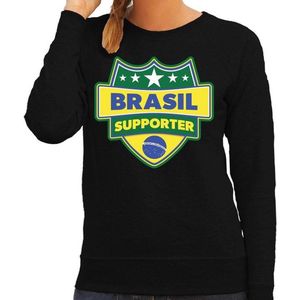 Brasil supporter schild sweater zwart voor dames - Brazilie landen sweater / kleding - EK / WK / Olympische spelen outfit XXL