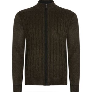 Cappuccino Italia - Heren Sweaters Cable Cardigan Zwart - Groen - Maat XXL