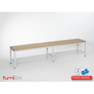 Furni24 Garderobebank met schoenenrek 200 cm, kleedkamer bank in grijs
