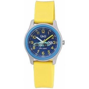 Q&Q VS59J007Y - Horloge - Sport - Analoog - Kinderen - Unisex - Plastic band - Rond - Kunststof - Cijfers - Race - Blauw - Geel - 10 ATM