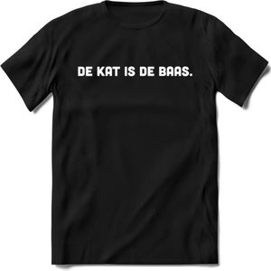 Kattenbaas - Katten T-Shirt Kleding Cadeau | Dames - Heren - Unisex | Kat / Dieren shirt | Grappig Verjaardag kado | Tshirt Met Print | - Zwart - L