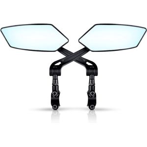 Fietsspiegel - LINKS & RECHTS - Achteruitkijkspiegel - Geschikt voor Fietsen, E-bikes en Scooters - Elektrische Fiets - Verstelbaar - Bescherming - Veiligheid - Sport - Universeel - Anti-Reflecterend Glas - Zwart - 2 Stuks