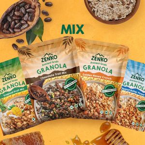 ZENKO Ancient Grain Granola MIX - 4x300g | Glutenvrij, >10% Proteïne | Ontbijtgranen
