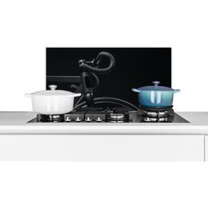 Spatscherm keuken 70x30 cm - Kookplaat achterwand Fiets - Stuur - Zwart - Wit - Muurbeschermer - Spatwand fornuis - Hoogwaardig aluminium