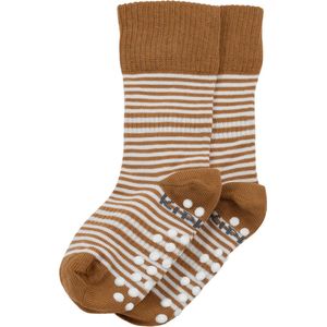 KipKep antislip sokjes - maat 18-24 maanden - Camel, bruin gestreept - Blijf-Sokken - 1 paar - zakken niet af - Stay-on-Socks - biologisch katoen
