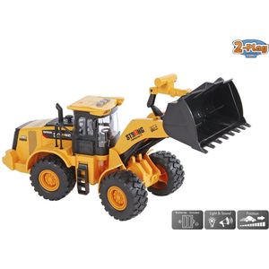 2-Play bulldozer met frictie, licht en geluid 35,5cm