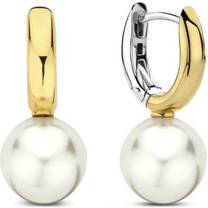 TI SENTO Dames Oorbellen - 925 zilver - Parel met geel verguld - 7986YP
