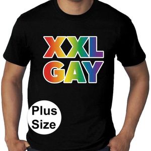 Gay pride XXL Gay grote maten t-shirt - zwart plus size homo/regenboog shirt voor heren - gay pride XXXL