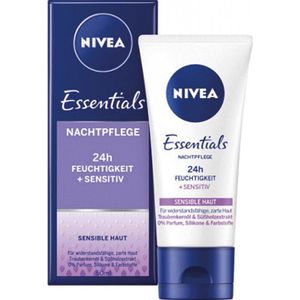 Nivea Visage Sensitive Night Cream 50ml - Verzorgende Zalf - Creme - Handige Tube - gevoelige huid - VOLUME VOORDEEL -30% BIJ 3 STUKS!