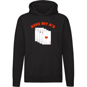 Kiss my ass Hoodie - kaarten - game - casino - poker - kaartspel - spel - feest - kont - verjaardag - humor - grappig - unisex - trui - sweater - capuchon