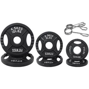 Signature Fitness Olympische Halterschijven – 2 Inch Gietijzeren Gewichtsplaten – Meerdere Gewichten – Voor Krachttraining & Gewichtheffen