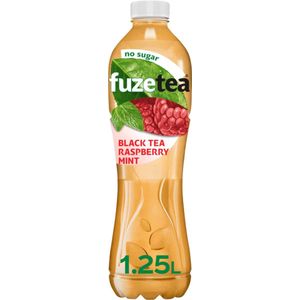 Black tea raspberry mint no sugar 1,25 ltr per fles, krimp 6 flessen