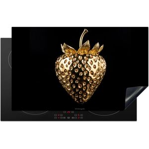 KitchenYeah® Inductie beschermer 85x52 cm - Aardbei - Goud - Zwart - Chrome - Kookplaataccessoires - Afdekplaat voor kookplaat - Inductiebeschermer - Inductiemat - Inductieplaat mat - Keuken decoratie