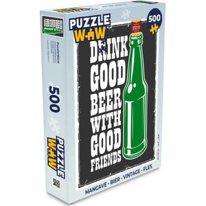 Puzzel Mancave - Bier - Vintage - Fles - Legpuzzel - Puzzel 500 stukjes