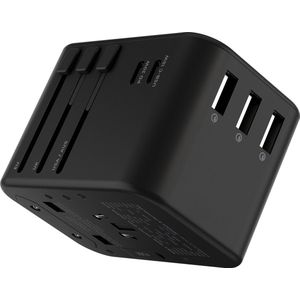Rolling Square Wereldstekker Travel Adapter l Universele Reisstekker Quick Charger 35.5W - 3 USB en 2 USB-C met Power Delivery en Quick Charge