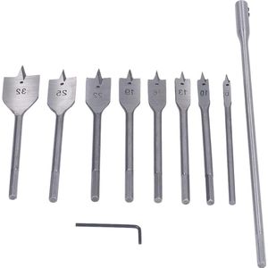 Flat Bits - Versatile 10 Pieces 1/4 Inch Shank Wood Drill Bit Set Long Operating Time - Shovel 8 Sizes for Woodworking .