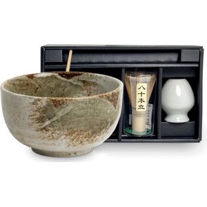 Japanse Matcha thee set Negai - Matcha drinken zoals het hoort - Cadeau tip 2024! - ✓Kom ✓Matcha borstel ✓Matcha houder ✓Matcha Lepel - Ø13 cm | H7 cm