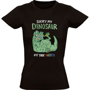 Sorry my Dinosaur ate your Unicorn Dames T-shirt - dino - eten - eenhoorn - dinosaurus - grappig