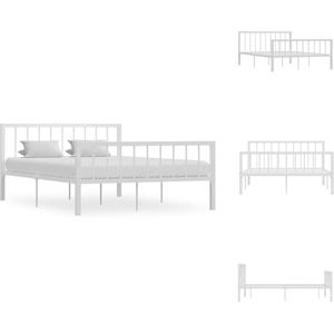 vidaXL Metalen Bedframe - Klassiek - Bedframe - Afmetingen- 208 x 146 x 84 cm - Kleur- Wit - Materiaal- Metaal - Geschikt voor 140 x 200 cm matras - Montage vereist - Bed