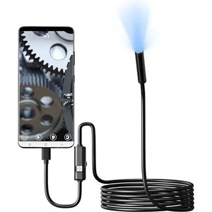 7.0mm Type-C Endoscoop Camera - IP67 Waterdicht - 6 Verstelbare LEDs - 1 Meter Flexibele Inspectiecamera voor Android Telefoons & PC