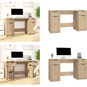 vidaXL Bureau met bijzetkast bewerkt hout sonoma eikenkleurig - Bureau - Bureaus - Tafel - Computerbureau