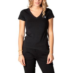 Calvin Klein Ck Embroidery Stretch Tops & T-shirts Dames - Shirt - Zwart - Maat XS