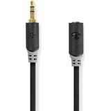Nedis Stereo-Audiokabel - 3,5 mm Male - 3,5 mm Female - Verguld - 2.00 m - Rond - Antraciet - Doos