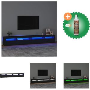 vidaXL Tv-meubel met LED-verlichting 270x35x40 cm zwart - Kast - Inclusief Houtreiniger en verfrisser