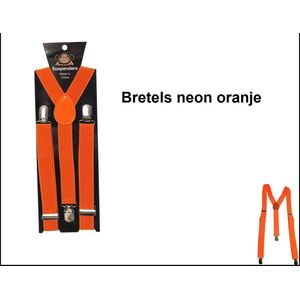 Bretel fluor/neon oranje - Koningsdag EK Voetbal Holland festival thema feest Orange bretels fun